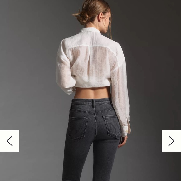 NWT MOTHER THE INSIDER CROP STEP FRAY JEANS- UP IN SMOKE - Picture 3 of 4